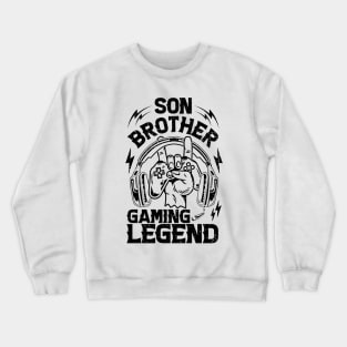 Son Brother Gaming Legend Gamer Gifts For Teen Boys Gaming Vintage Crewneck Sweatshirt